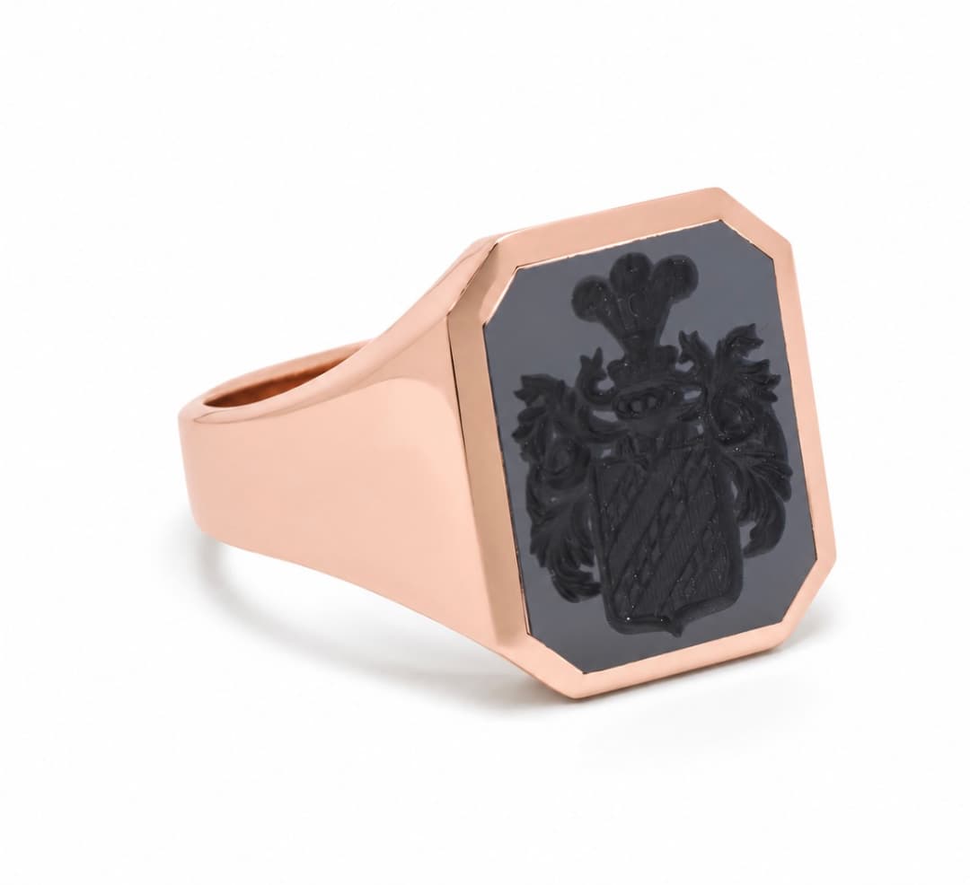 Roségoud Achtkant Lagensteen donkerblauw