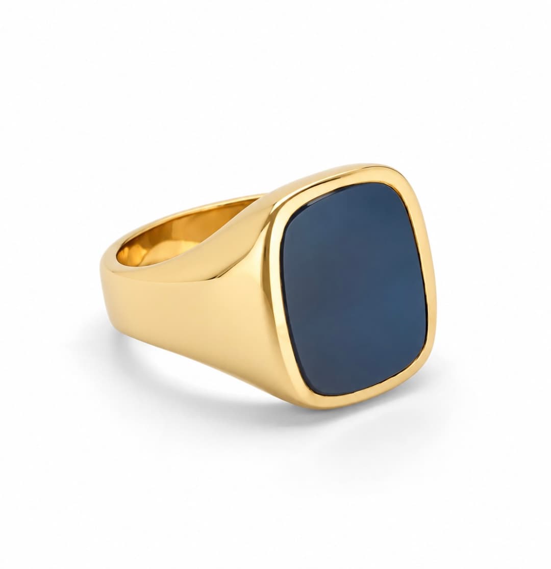 Geelgoud Classic Antiek met Donkerblauwe Lagensteen