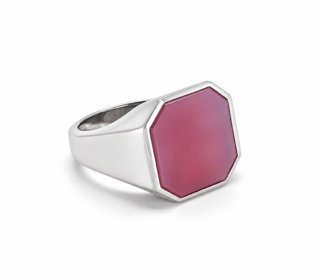 Witgoud achtkant, lagen-carneool