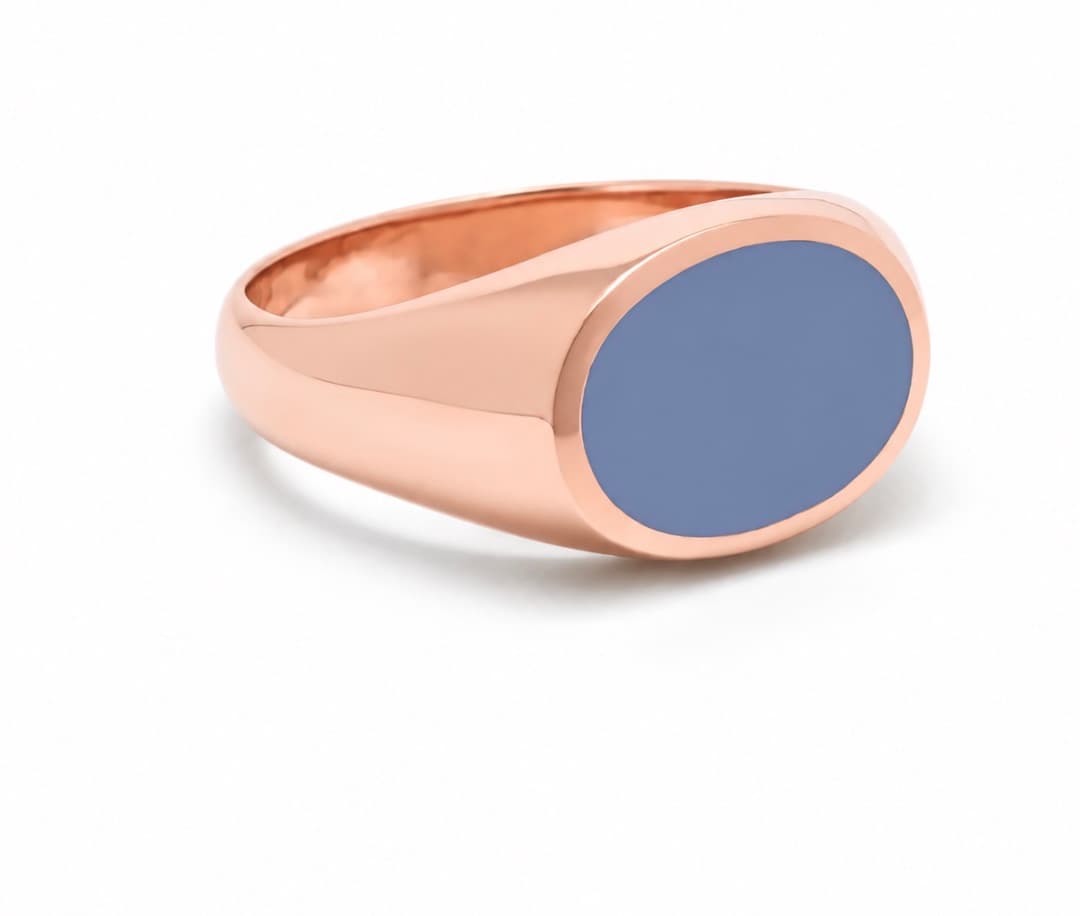 Roségoud ovaal blauw lagensteen