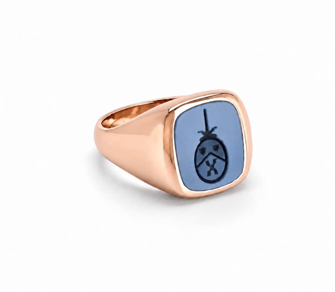 Roségoud Classic Antiek met Middenblauwe Lagensteen