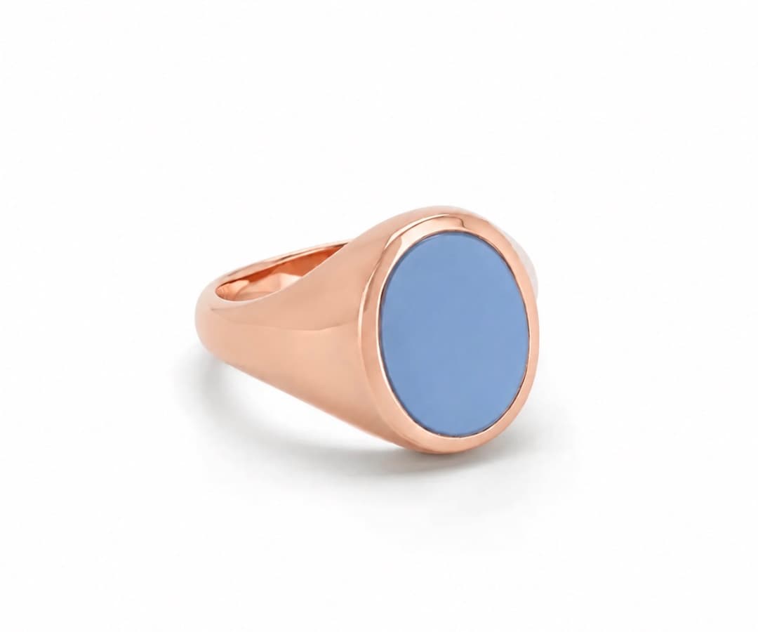 Roségoud Ovaal-Trompet met Blauw Lagensteen